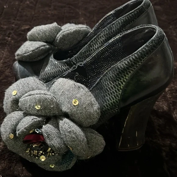 Irregular Choice Black Floral Heels - Picture 3 of 11